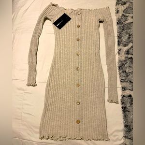 NWT-Fashion Nova-women’s stretchy ribbed mini dress. Off shoulder. SZ-M.